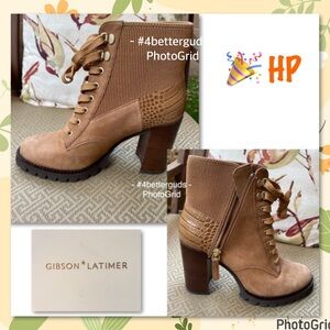 Gibson * Latimer Felisa 200 Neutral Brown Beige Leather Moto Ankle boot Sz 8 NWT